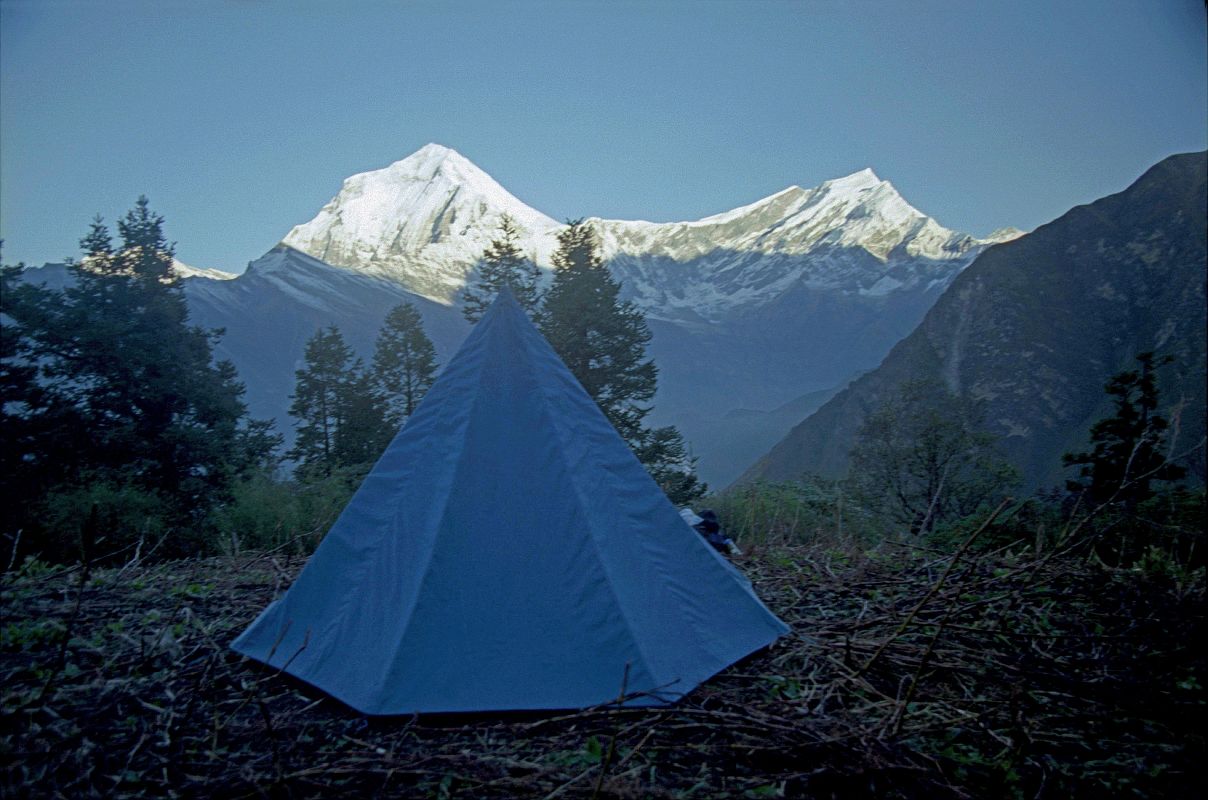 108 My Tent At Shepherds Kharka With Dhaulagiri and Tukuche Peak